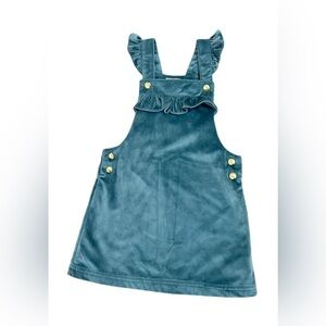 Tahari velveteen Teal Pinafore Dress with snowflake Gold Buttons size 5